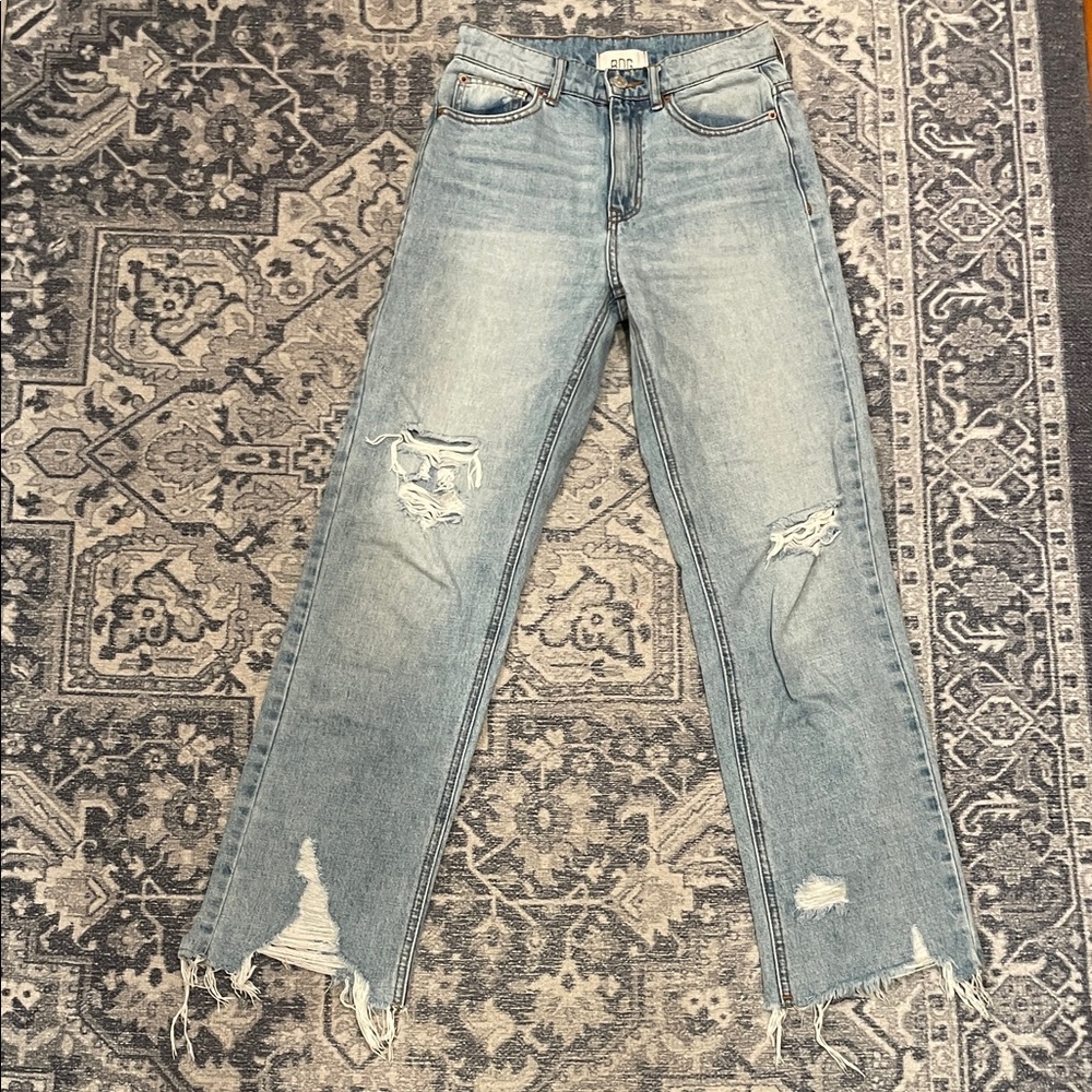 BDG Light Blue Distressed Cropped Cowboy Jean
